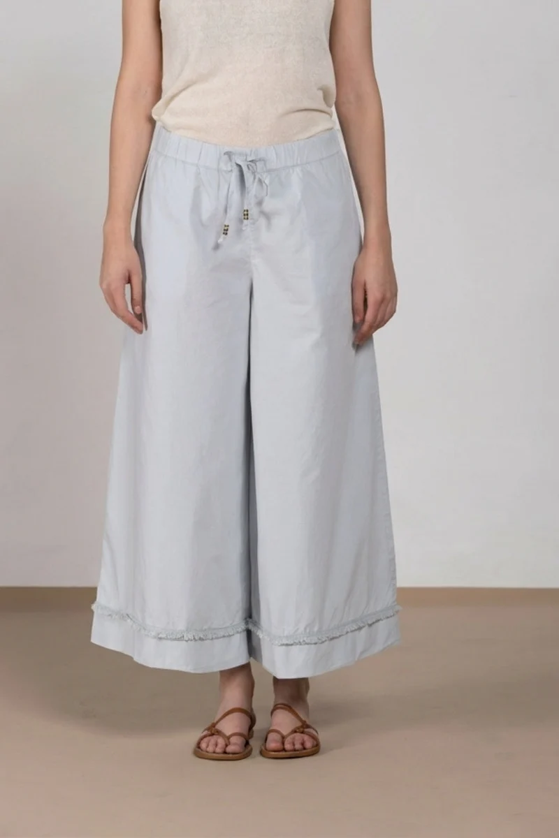Portofino Cropped pantalon chino jogger femme en popeline wide leg