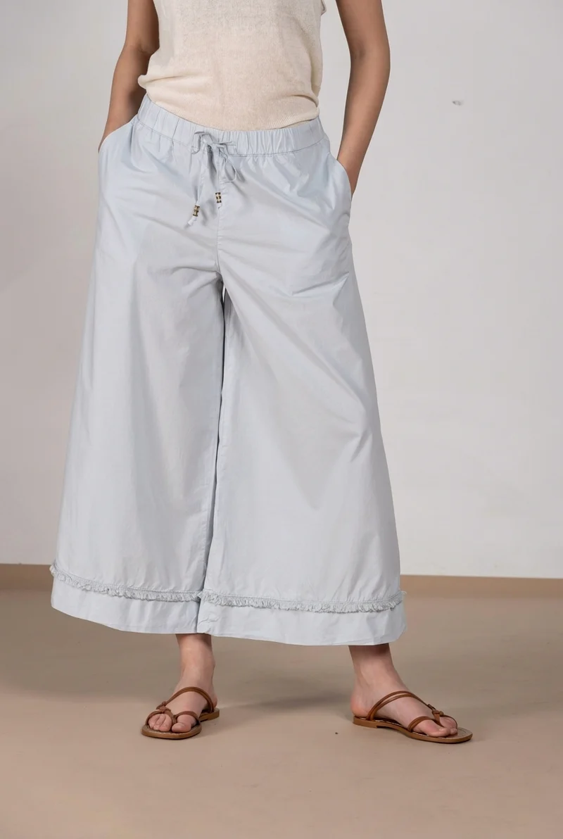 Portofino Cropped pantalon chino jogger femme en popeline wide leg