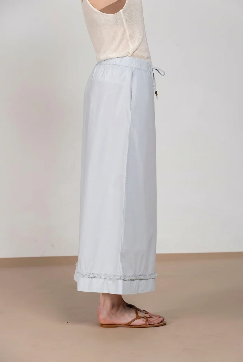 Portofino Cropped pantalon chino jogger femme en popeline wide leg