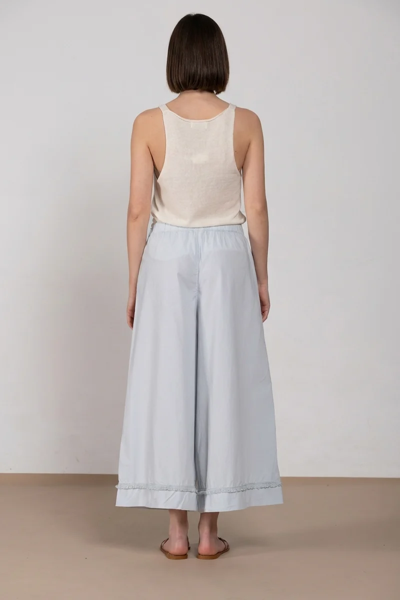 Portofino Cropped pantalon chino jogger femme en popeline wide leg