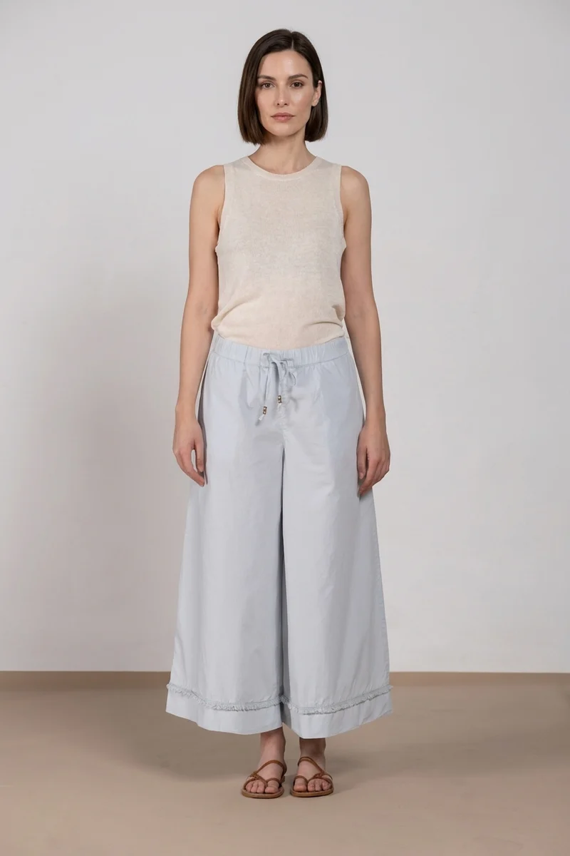 Portofino Cropped pantalon chino jogger femme en popeline wide leg
