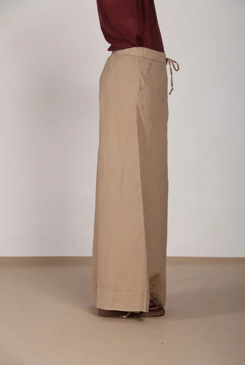 Portofino pantalon chino jogger femme en toile de lin et coton légère wide leg