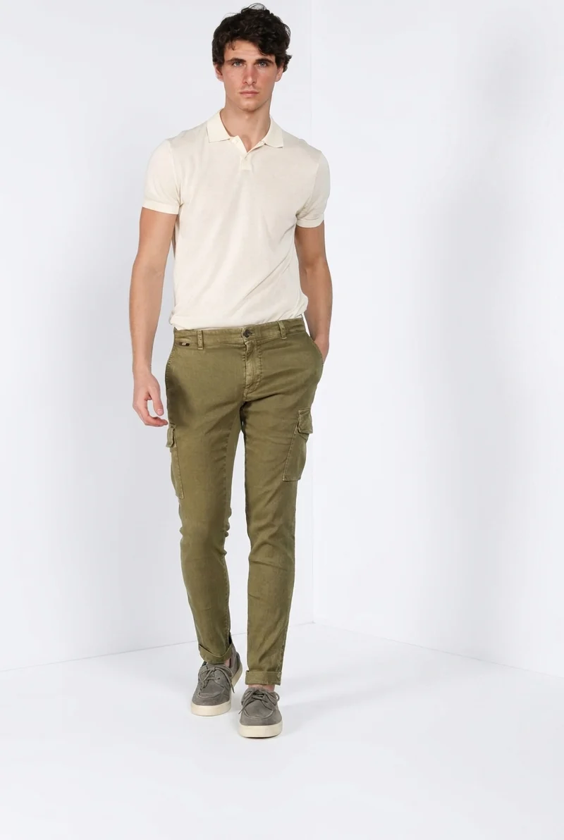 Chile delamere pantalon cargo homme en twill lin et coton regular fit