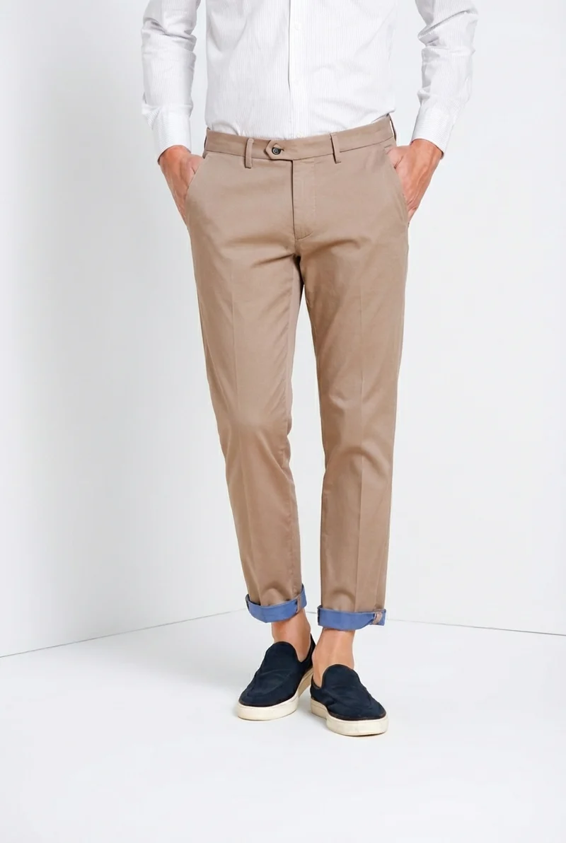 Torino City Travel pantalon chino homme en satin technique stretch slim fit