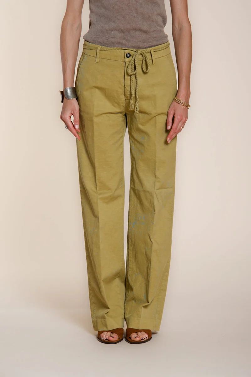 New York Straight pantalon chino femme en twill de coton et lin straight fit