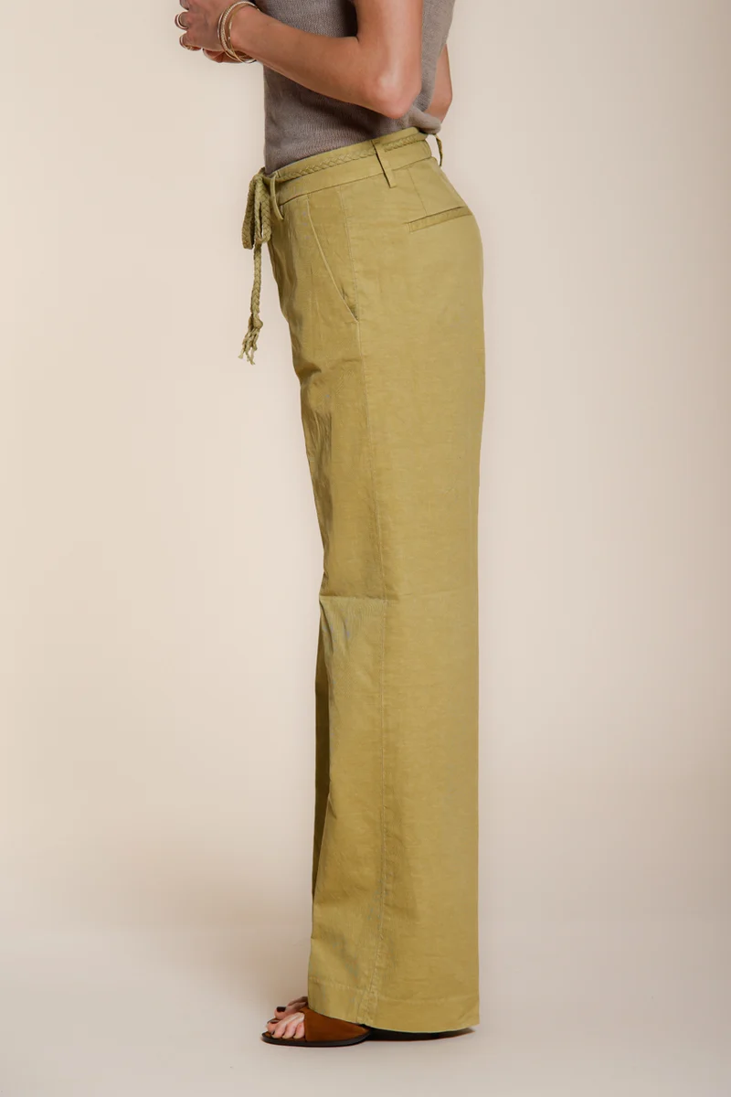 New York Straight pantalon chino femme en twill de coton et lin straight fit