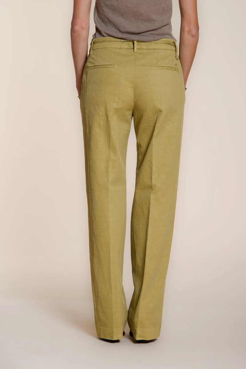 New York Straight pantalon chino femme en twill de coton et lin straight fit
