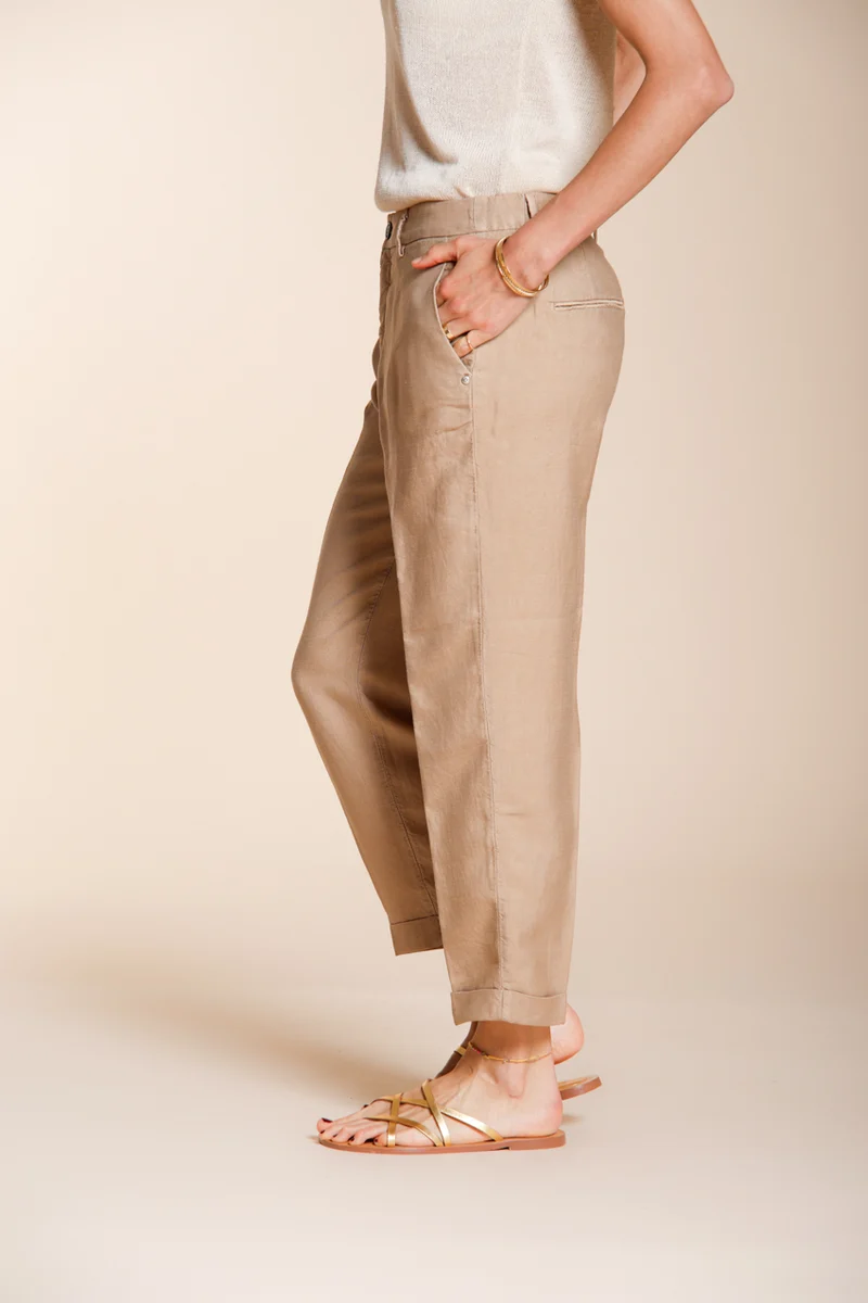 Linda Summer pantalon chino femme en canvas relaxed fit