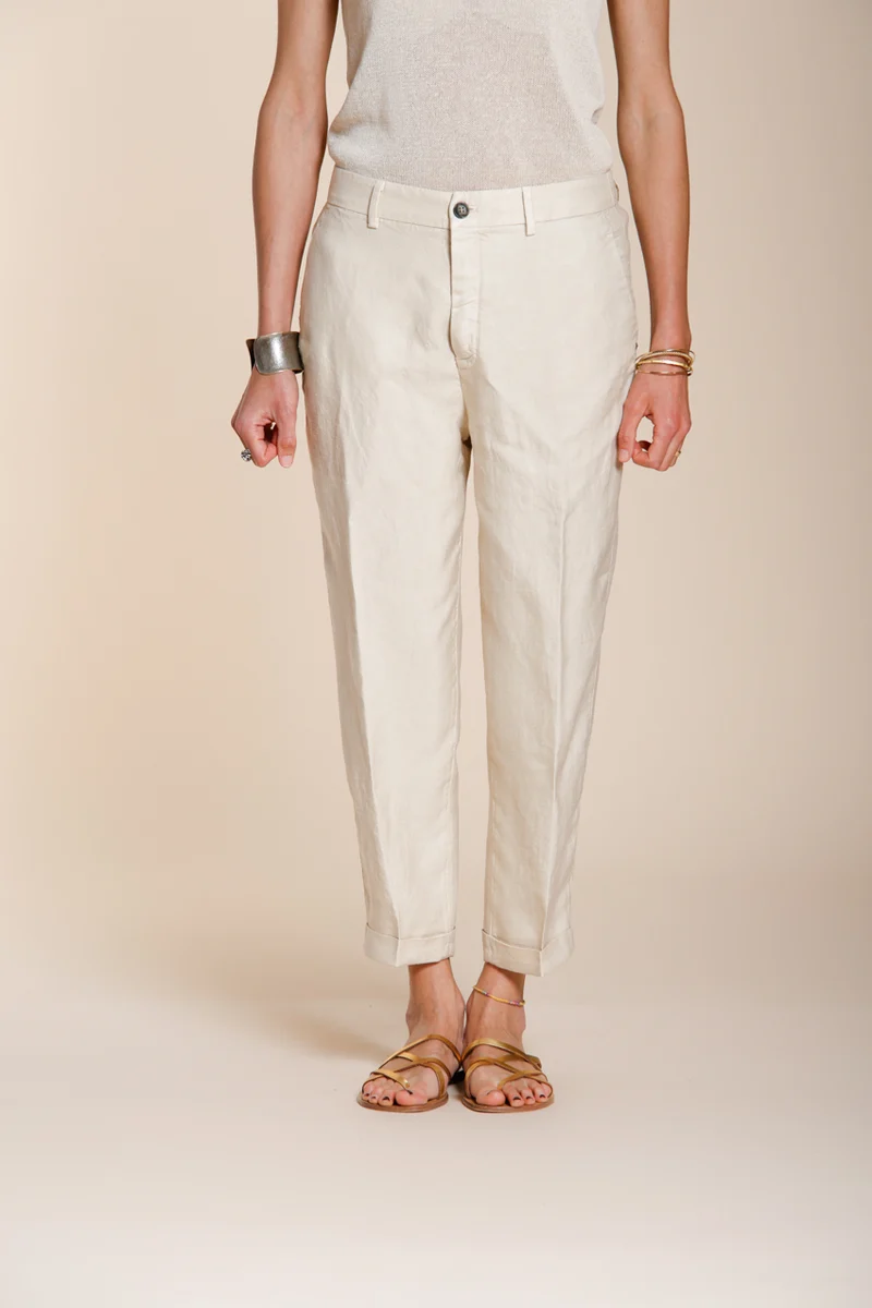 Linda Summer pantalon chino femme en canvas relaxed fit