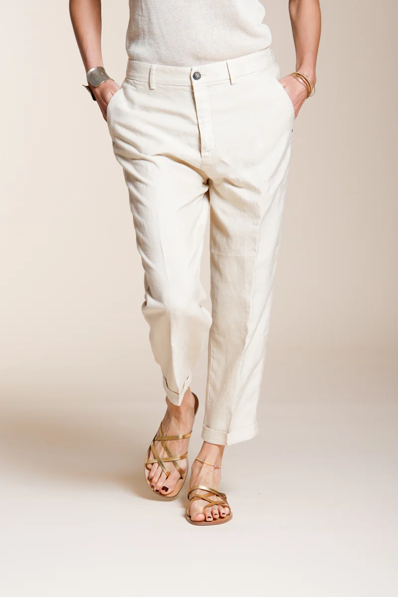 Linda Summer pantalon chino femme en canvas relaxed fit