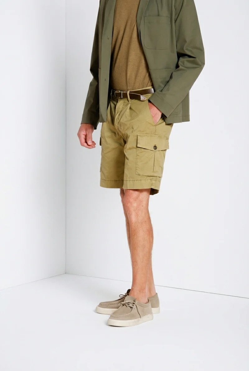 Cargo bermuda cargo homme en gabardine stretch relaxed fit