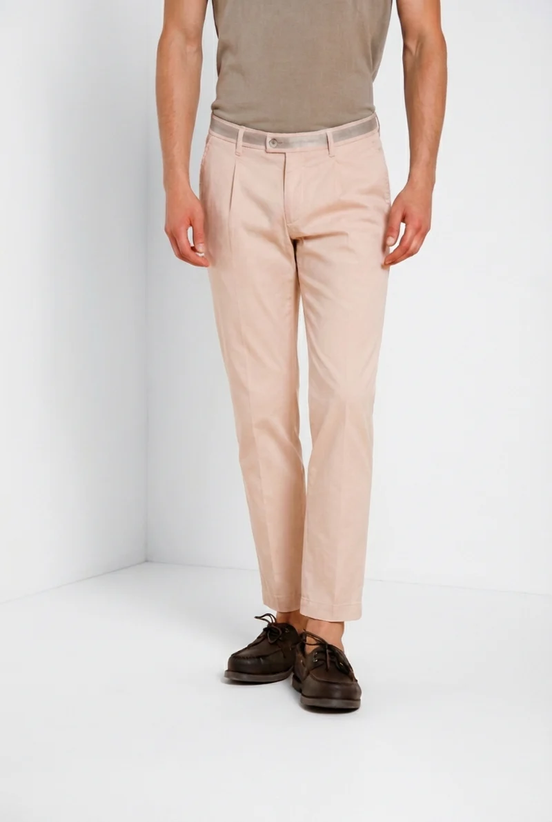 Torino 1 Pinces pantalon chino homme en gabardine stretch slim fit