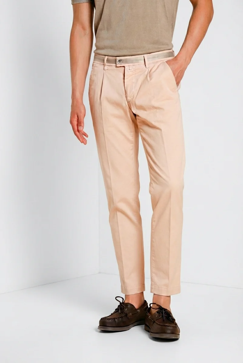 Torino 1 Pinces pantalon chino homme en gabardine stretch slim fit