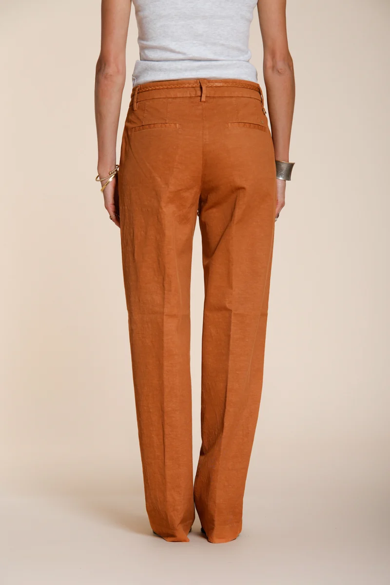 New York Straight pantalon chino femme en twill de coton et lin straight fit