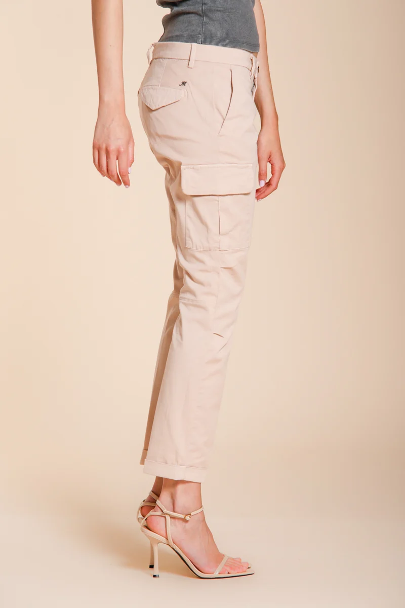 Chile City pantalon cargo femme en gabardine stretch slim fit