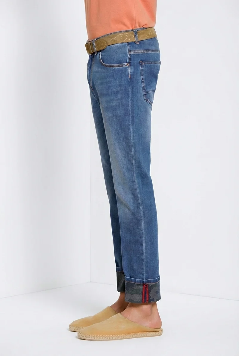Harris pantalon 5 poches homme en denim imprimé camouflage slim fit
