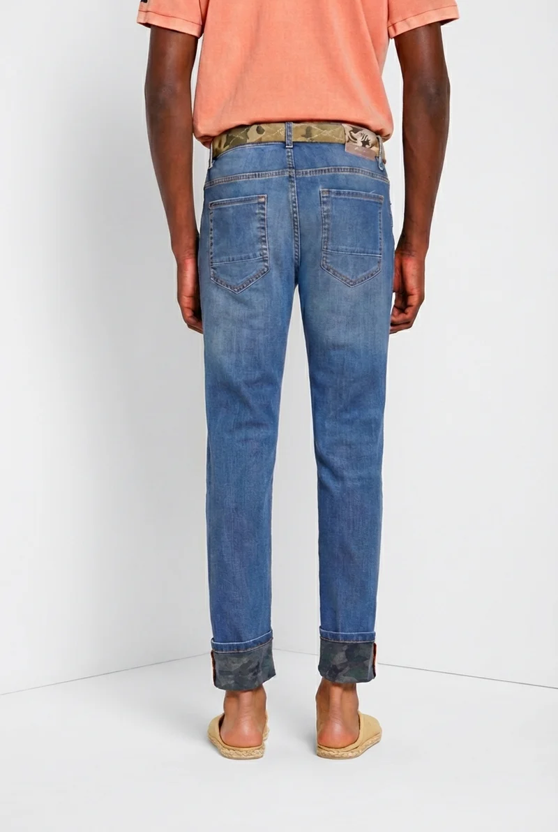 Harris pantalon 5 poches homme en denim imprimé camouflage slim fit