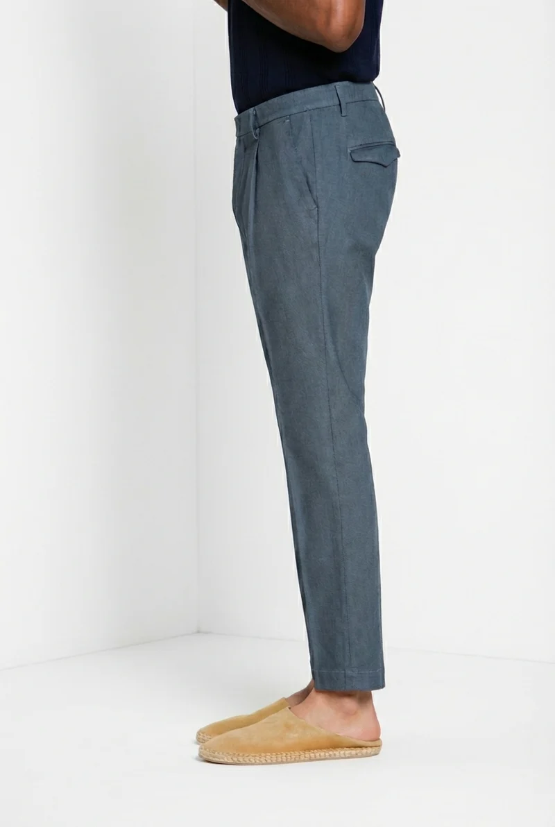 Torino 1 Pinces Flex pantalon chino homme en coton Prestige armure œil-de-perdrix slim fit