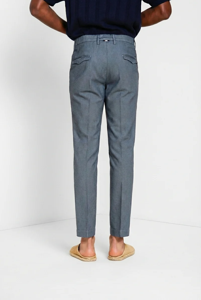 Torino 1 Pinces Flex pantalon chino homme en coton Prestige armure œil-de-perdrix slim fit