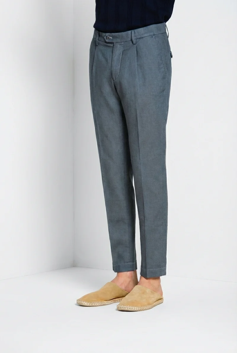 Torino 1 Pinces Flex pantalon chino homme en coton Prestige armure œil-de-perdrix slim fit