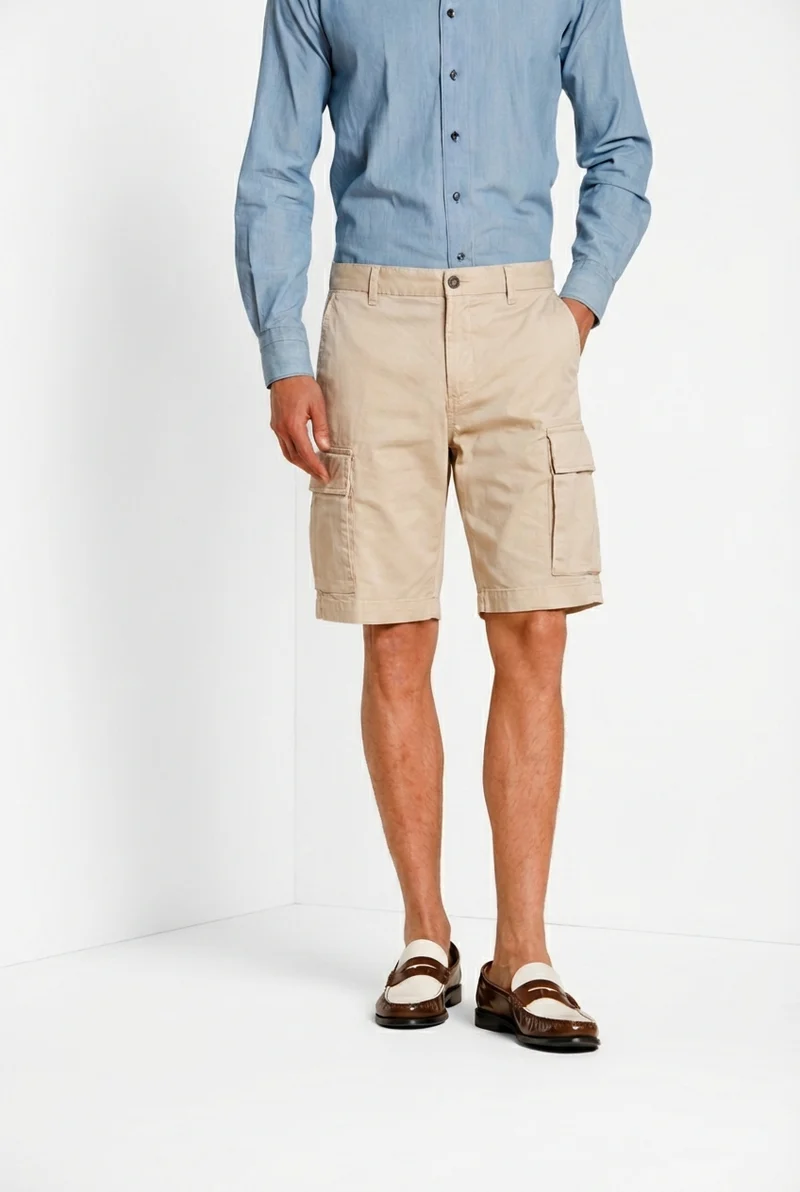 Cargo M74 bermuda cargo homme en gabardine stretch relaxed fit