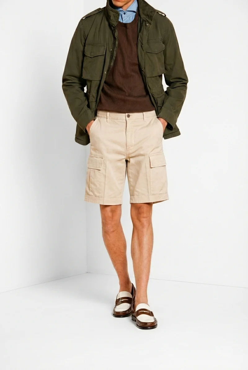 Cargo M74 bermuda cargo homme en gabardine stretch relaxed fit
