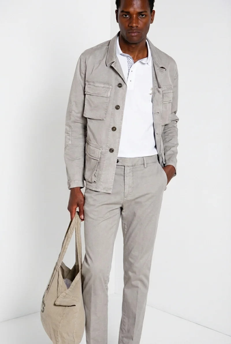 Osaka 1 Pince delamere pantalon chino homme en gabardine stretch carrot fit