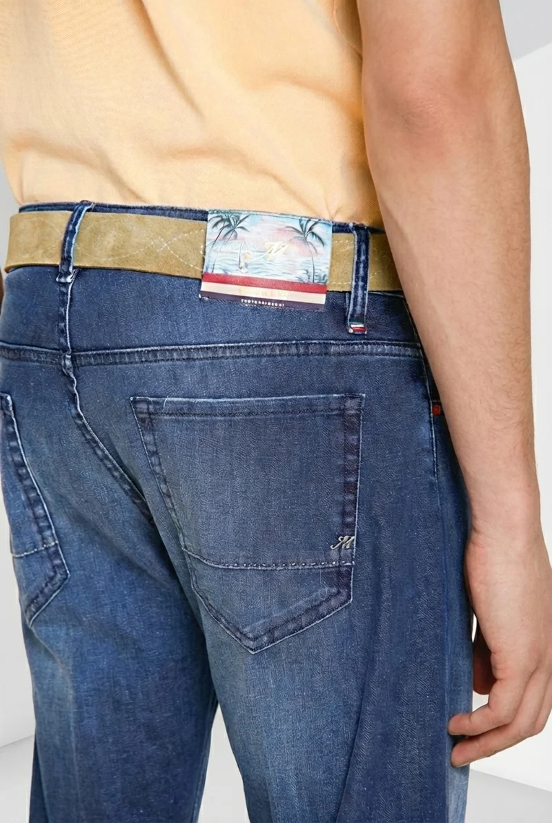Harris pantalon 5 poches homme en denim avec imprimé Hawaii regular fit