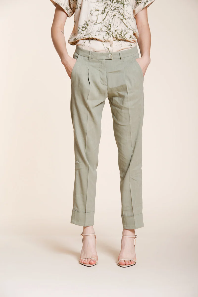New York Carrot Sartoriale pantalon chino femme en toile de lin mélangé carrot fit