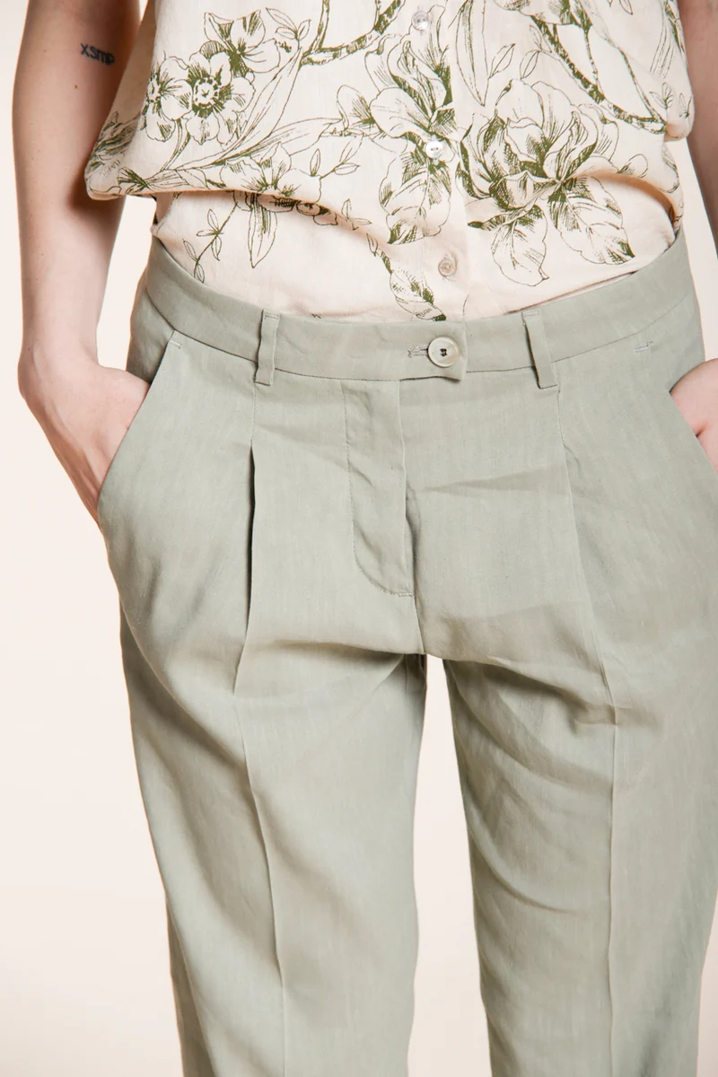 New York Carrot Sartoriale pantalon chino femme en toile de lin mélangé carrot fit