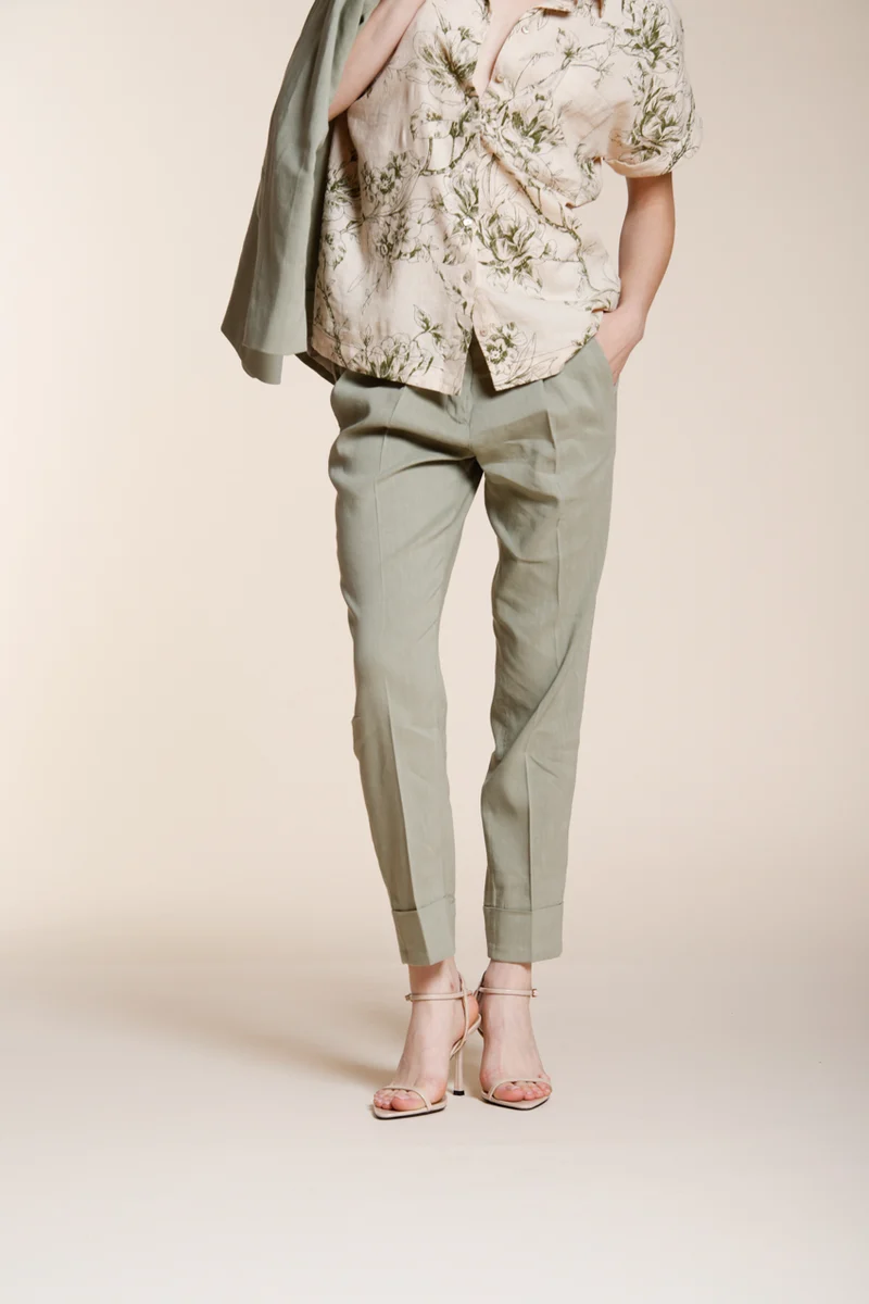 New York Carrot Sartoriale pantalon chino femme en toile de lin mélangé carrot fit