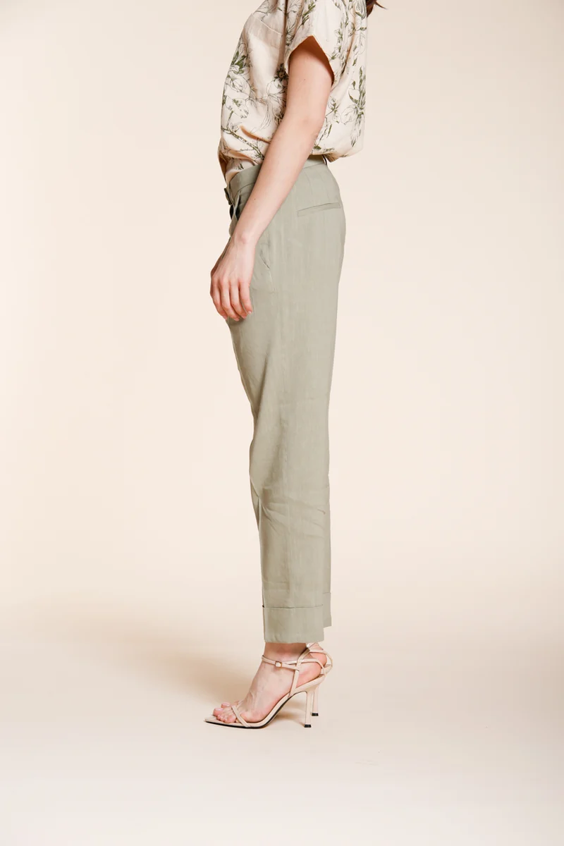 New York Carrot Sartoriale pantalon chino femme en toile de lin mélangé carrot fit