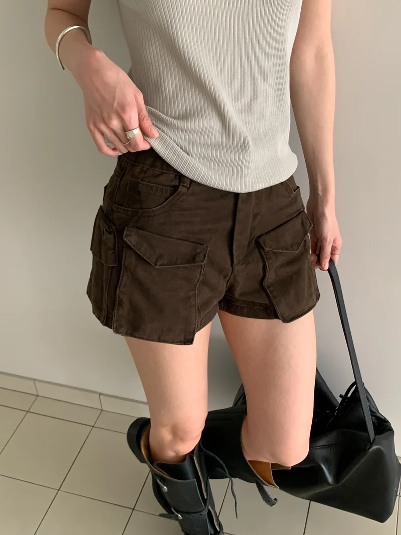 ViveL Cargo Shorts with Flap Pockets Pants