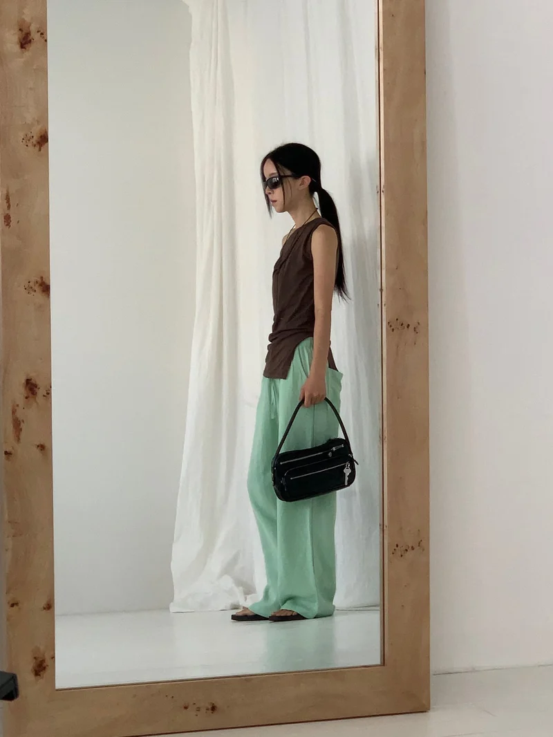 VAARA Linen Wide Leg Trousers with Elasticated Waist