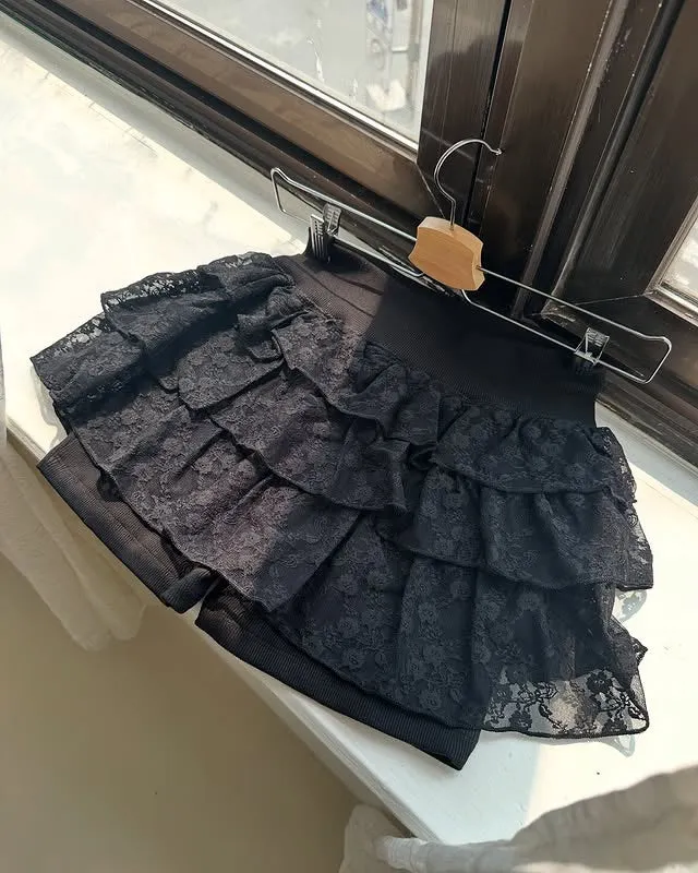 Poesie Tiered Lace Cancan Mini Skirt