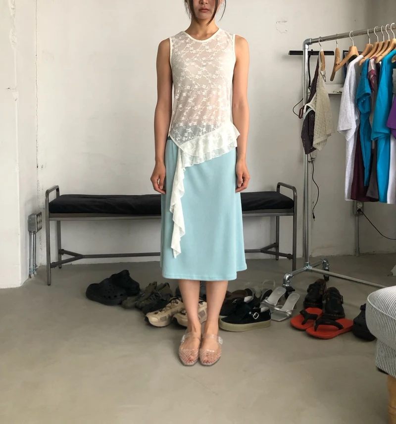 NueFlash Lace Band Two-Way Midi Skirt — Wear as Skirt or Tube Top