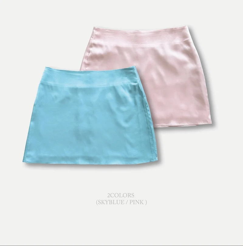 ASKHAKI Satin High Waist Mini Skirt