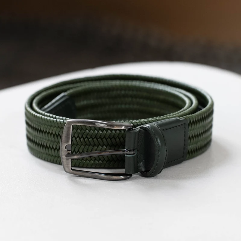 Ceinture "La Normande" Élastique Verte Tressée