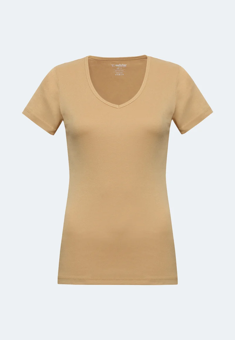 2855 Efia – Nachhaltiges Damen Rib T-Shirt mit V-Ausschnitt