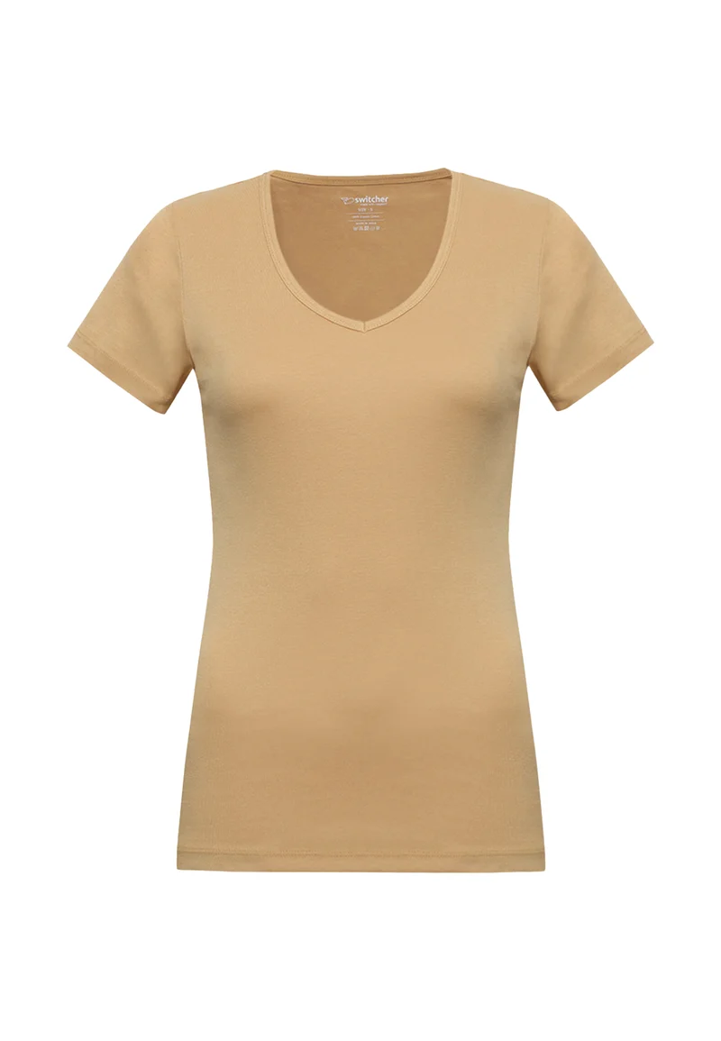2855 Efia – Nachhaltiges Damen Rib T-Shirt mit V-Ausschnitt