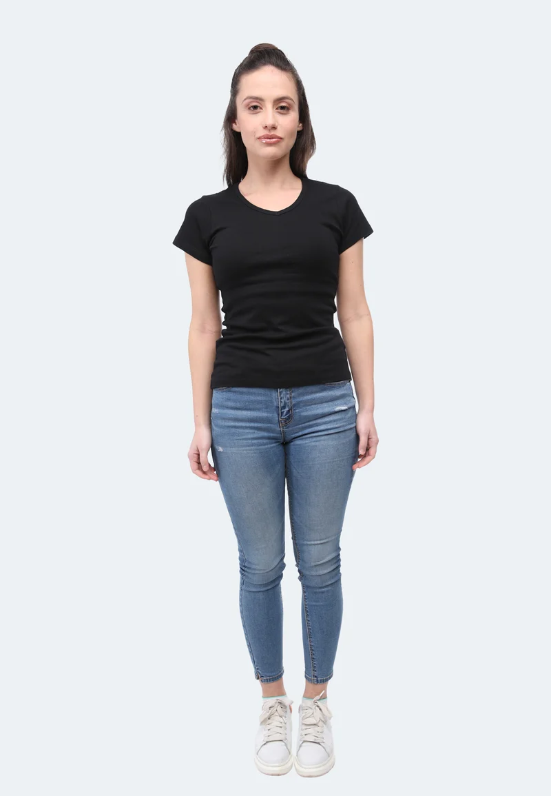 2855 Efia – Nachhaltiges Damen Rib T-Shirt mit V-Ausschnitt