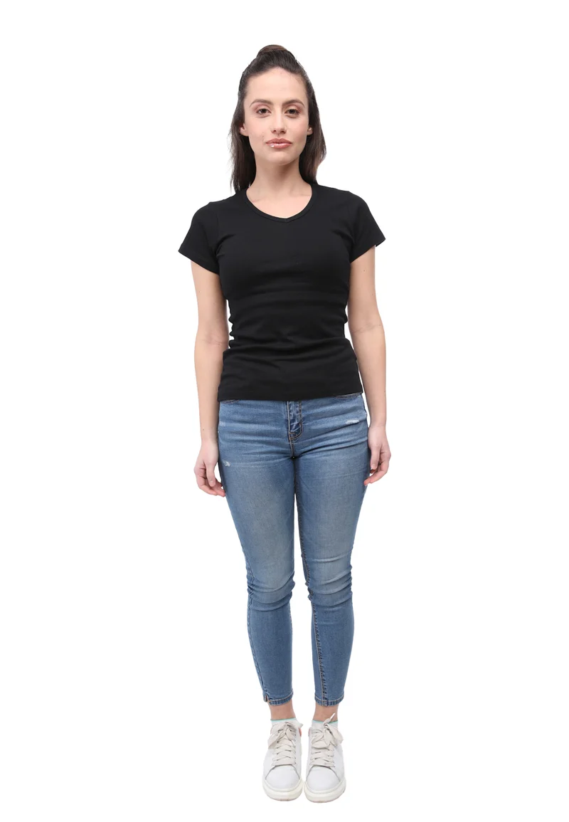 2855 Efia – Nachhaltiges Damen Rib T-Shirt mit V-Ausschnitt