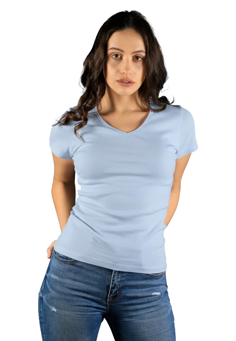 2855 Efia – Nachhaltiges Damen Rib T-Shirt mit V-Ausschnitt