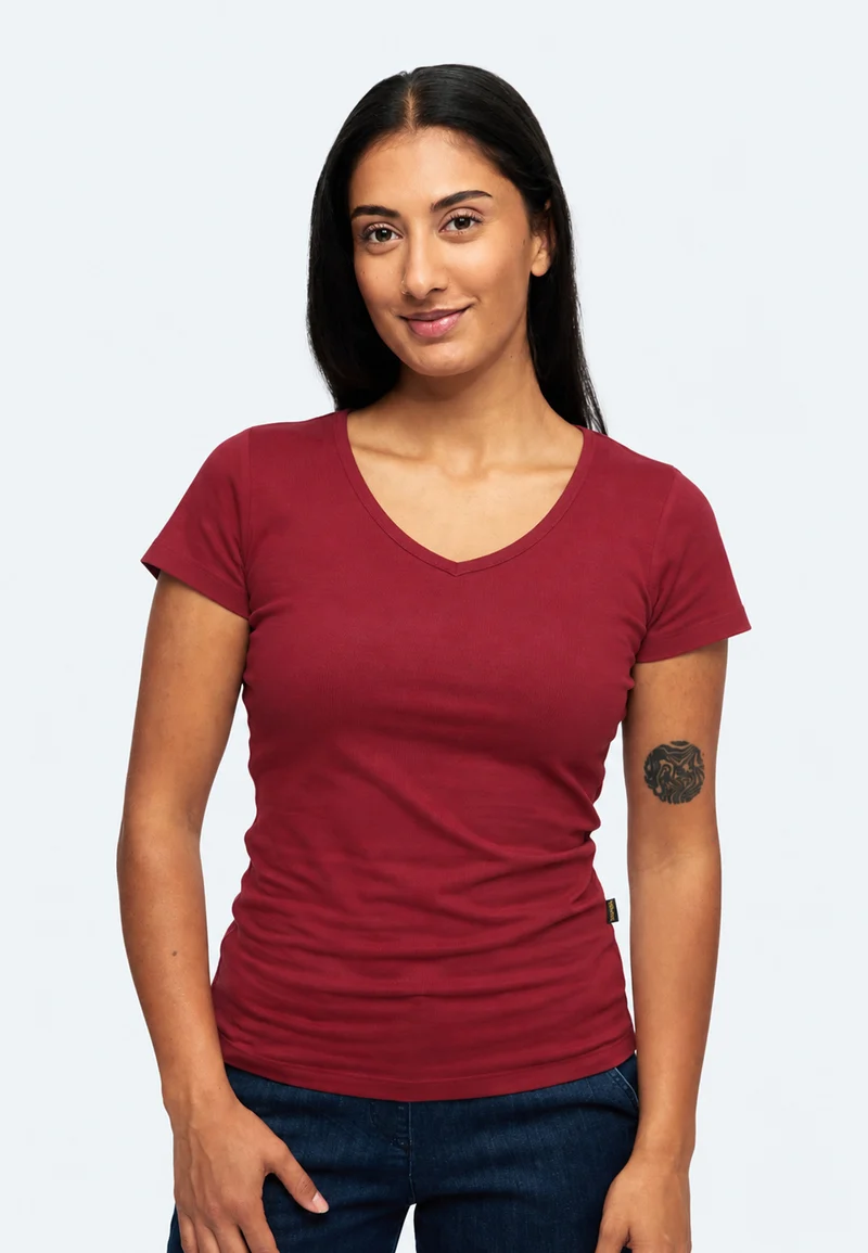2855 Efia – Nachhaltiges Damen Rib T-Shirt mit V-Ausschnitt
