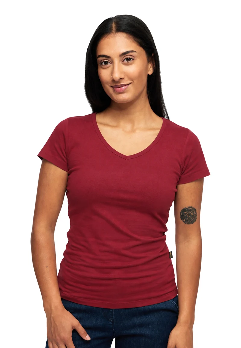 2855 Efia – Nachhaltiges Damen Rib T-Shirt mit V-Ausschnitt