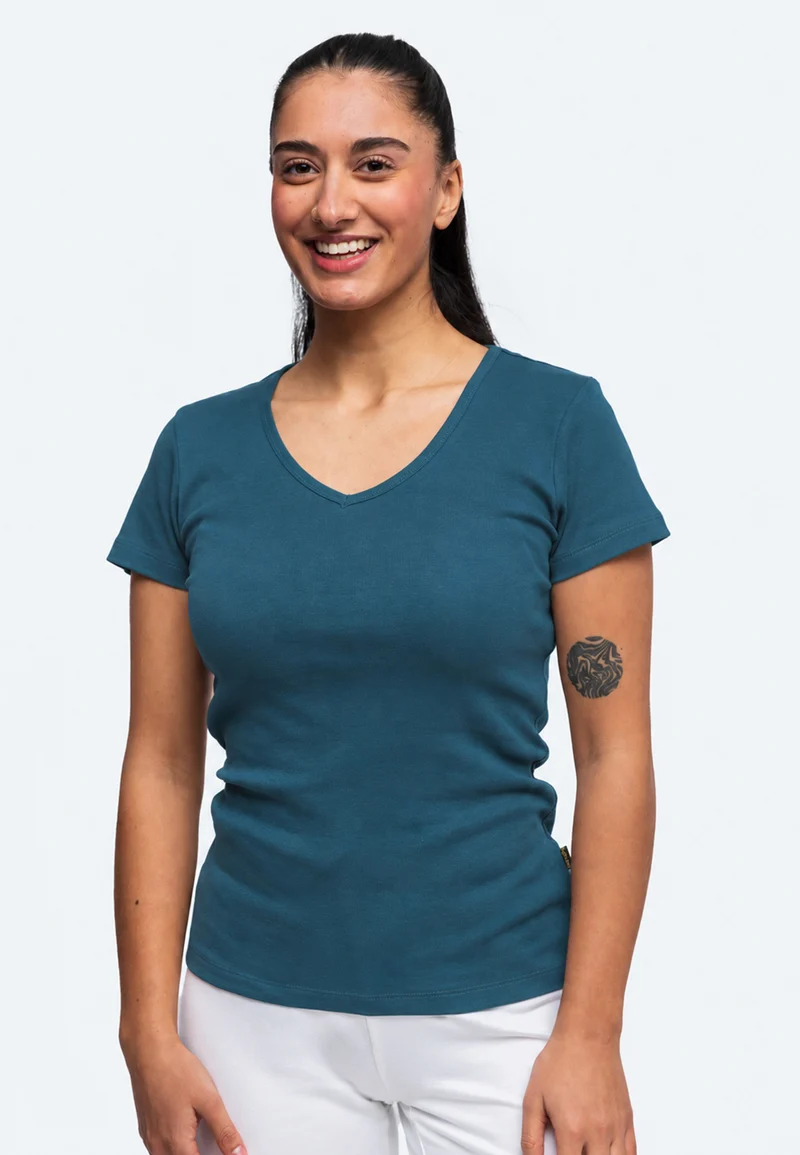 2855 Efia – Nachhaltiges Damen Rib T-Shirt mit V-Ausschnitt