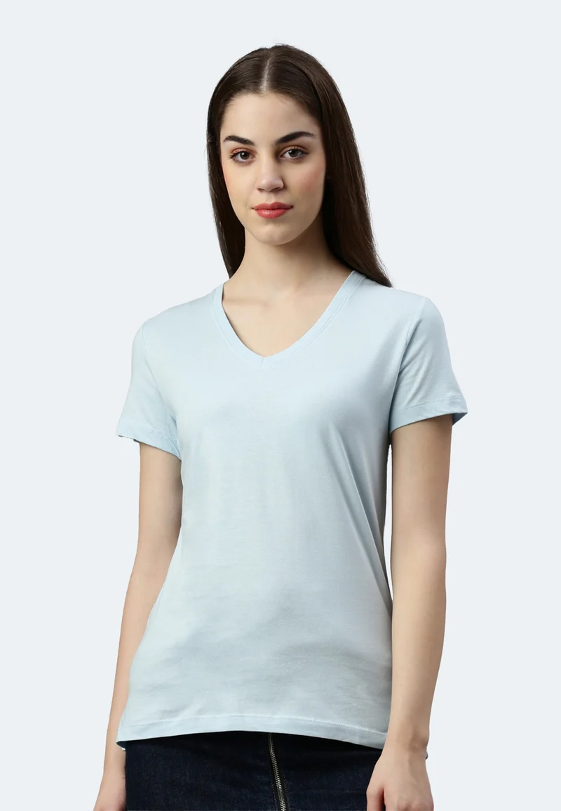 Damen V-Neck T-Shirt Whale