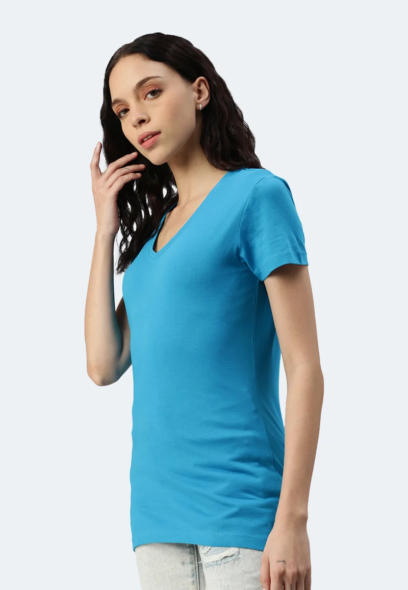 Damen V-Neck T-Shirt Whale