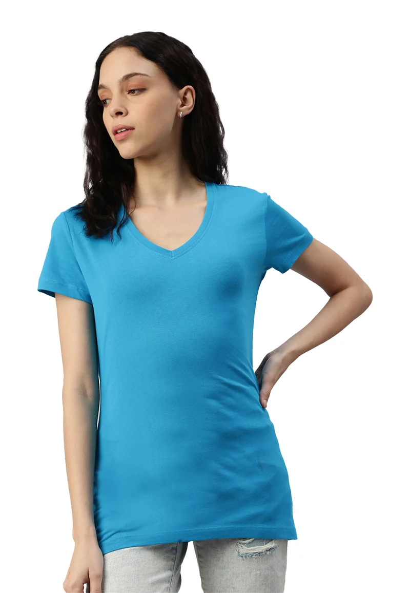 Damen V-Neck T-Shirt Whale