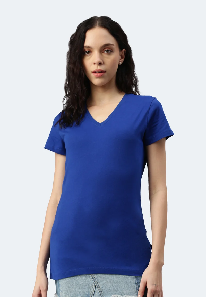 Damen V-Neck T-Shirt Whale